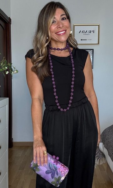 Collar Cuentas tejido Morado
