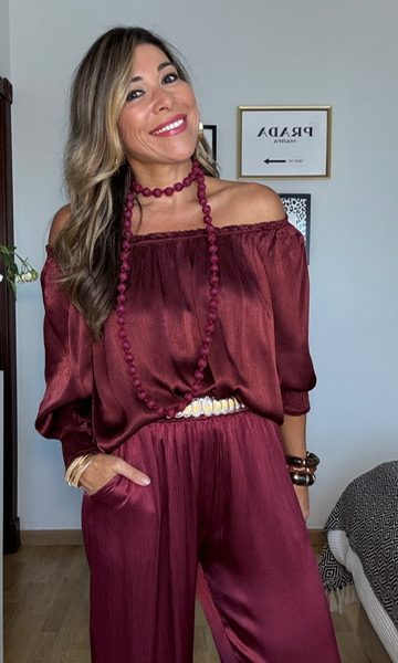 Blusa Satén Frida Burdeos