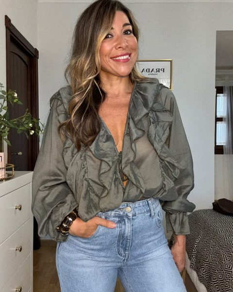 Blusa Volantes Covadonga Verde Caza