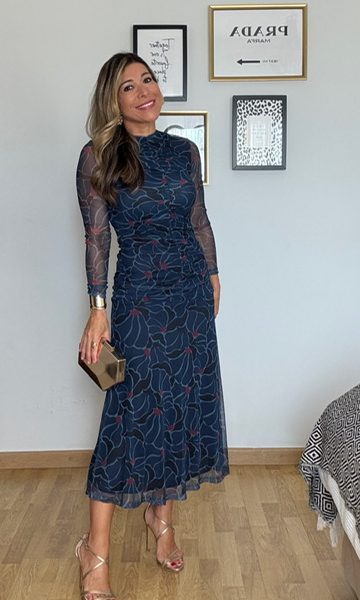 Vestido Invitada Tul Azul Marino