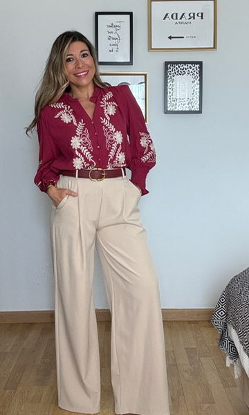 Pantalón Pinzas Celine Beige