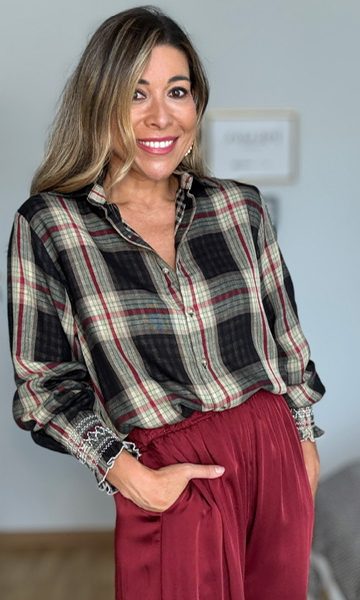 Camisa Lúa Cuadros Negra