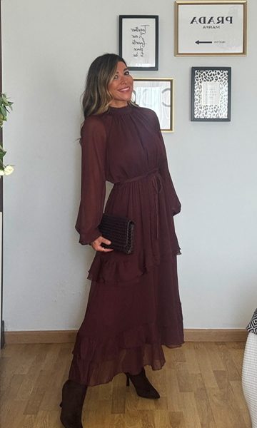 Vestido Gasa Anáis Marrón