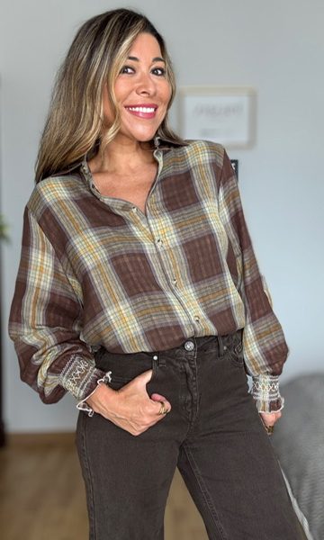 Camisa Lúa Cuadros Marrón