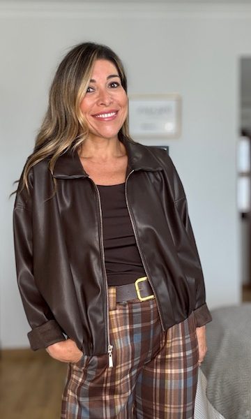 Chaqueta Bomber Polipiel Marron chocolate