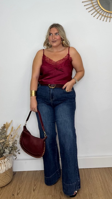 Top lencero doble encaje Burdeos Curvy - Imagen 3