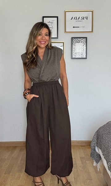 Pantalón Bombacho Carola Marrón Chocolate