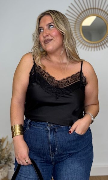 Top lencero doble encaje negro Curvy