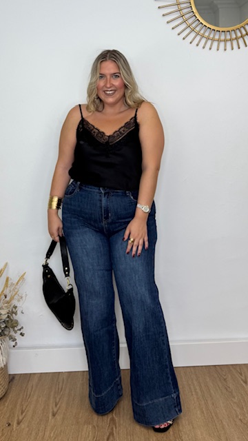 Top lencero doble encaje negro Curvy - Imagen 2