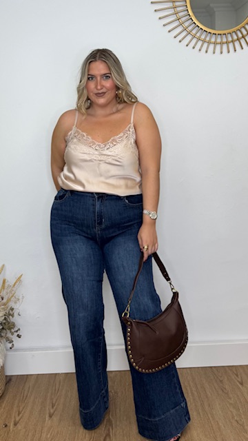 Top lencero doble encaje beige Curvy - Imagen 4