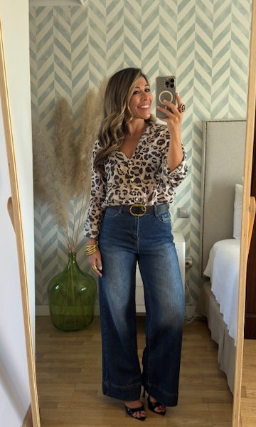 Jeans Wide Leg efecto desgaste