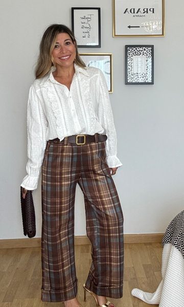 Pantalón Antelina Cuadros Marrón