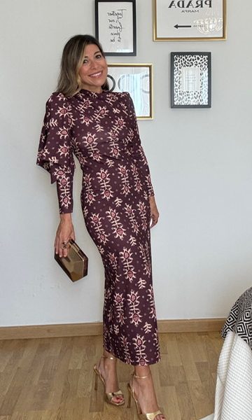 Vestido Invitada Gisela Berenjena