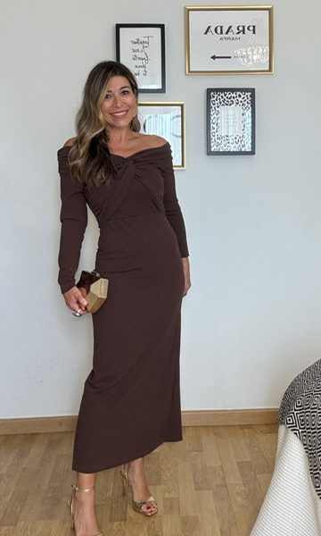 Vestido Invitada Abigail Marrón