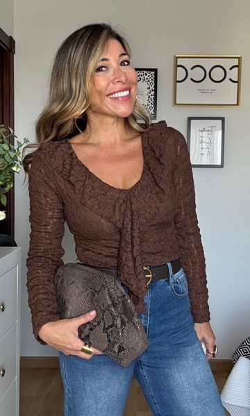Top Encaje Olivia Marrón