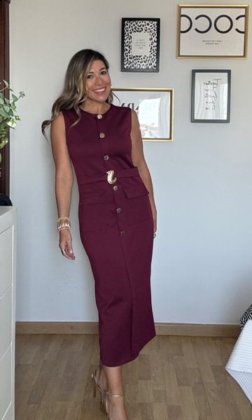 Vestido Punto Cañada Burdeos
