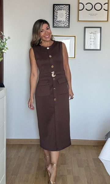 Vestido Punto Cañada Marrón Chocolate