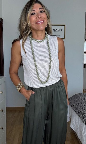 Collar Cuentas tejido Verde Caza
