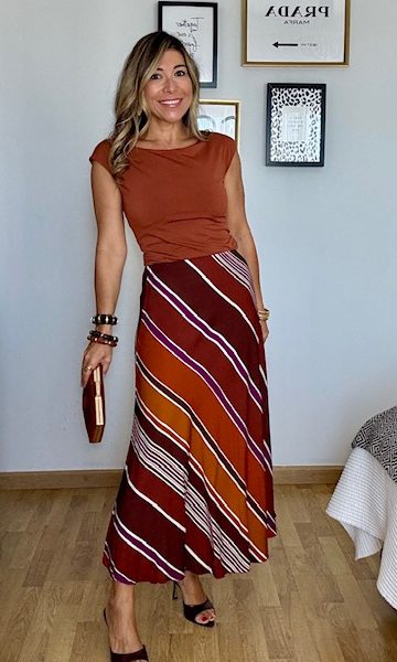 Falda Victoria Rayas Teja