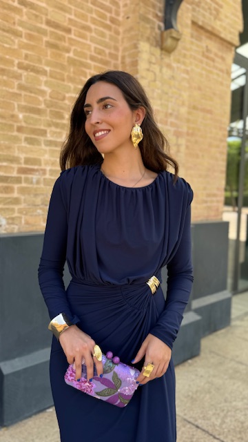 Vestido Invitada Anna Azul Marino