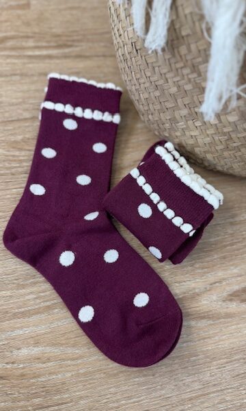 Par Calcetines Lunares Burdeos