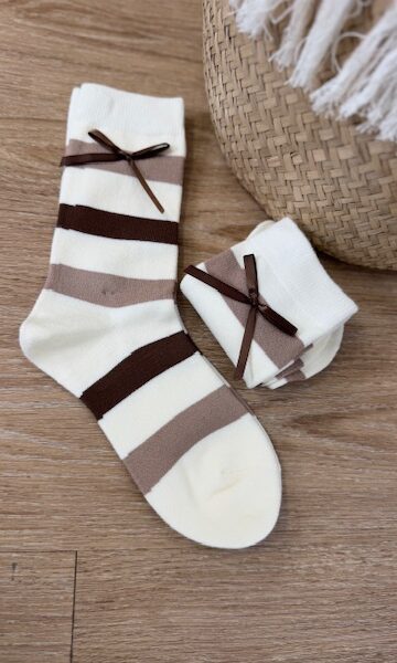 Par Calcetines Rayas Lazo Marrón