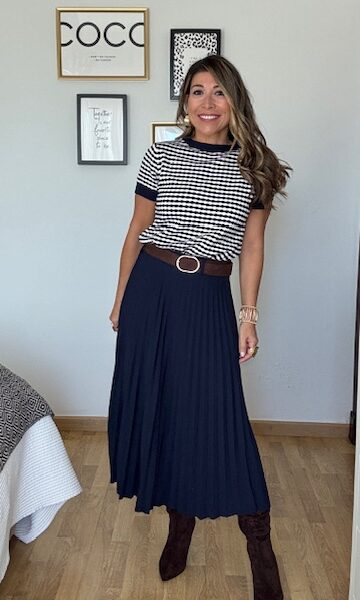 Falda Crepe Tablitas Azul Marino