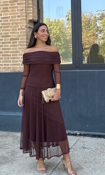 Vestido Tul Valeria Marrón