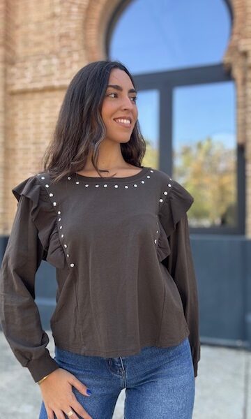 Sudadera Tachas Marrón