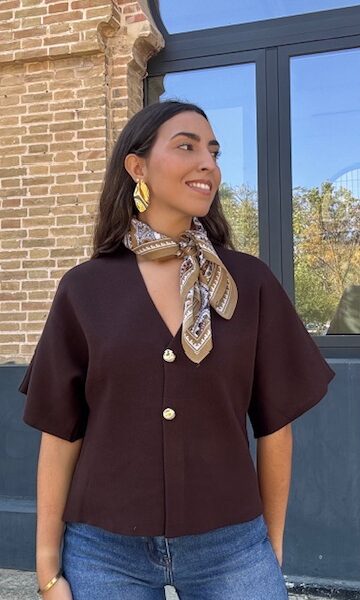 Top Punto Cruzado Lucrecia Marrón