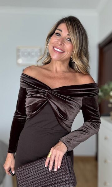 Vestido Invitada Abigail Terciopelo Marrón
