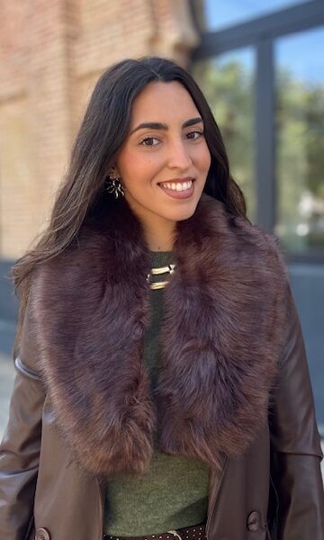 Cuello Pelo Sintético Marrón Chocolate