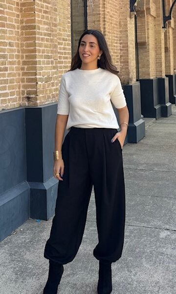 Pantalón Bombacho Pinzas Negro