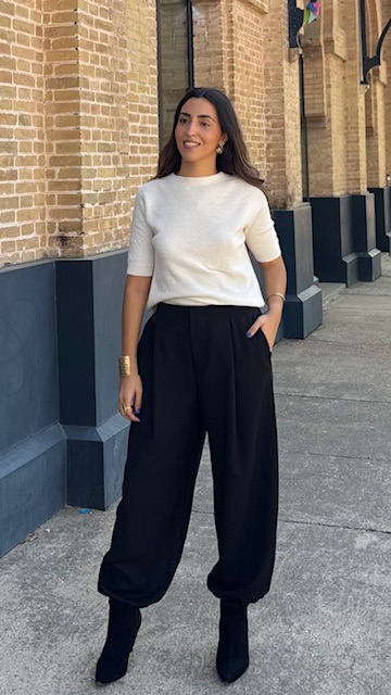 Pantalón Bombacho Pinzas Negro