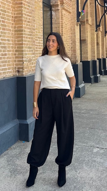 Pantalón Bombacho Pinzas Negro - Imagen 4