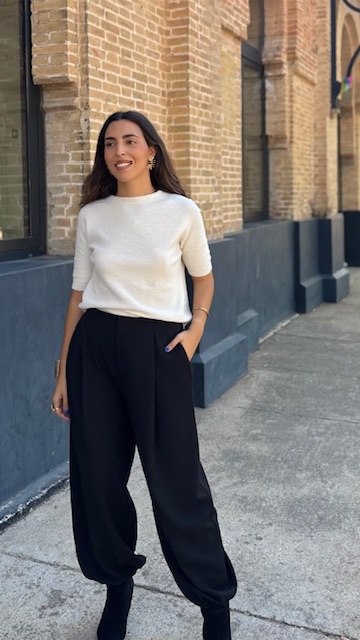 Pantalón Bombacho Pinzas Negro - Imagen 2