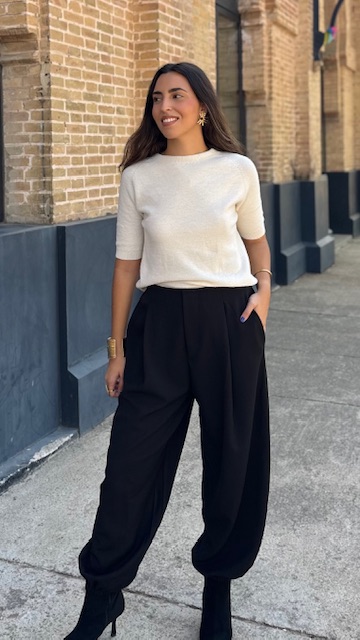 Pantalón Bombacho Pinzas Negro - Imagen 3