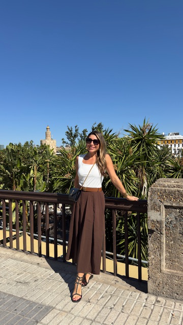 Falda Tablas Abertura Marrón - Imagen 2