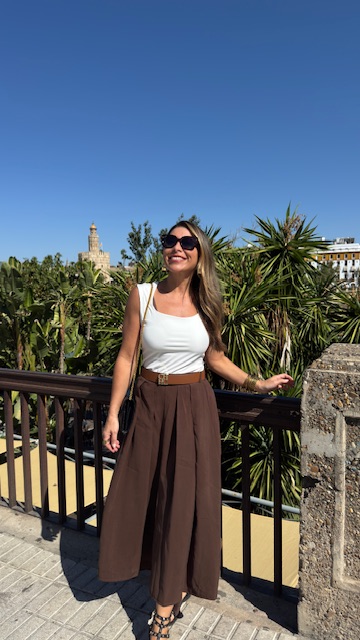 Falda Tablas Abertura Marrón - Imagen 3