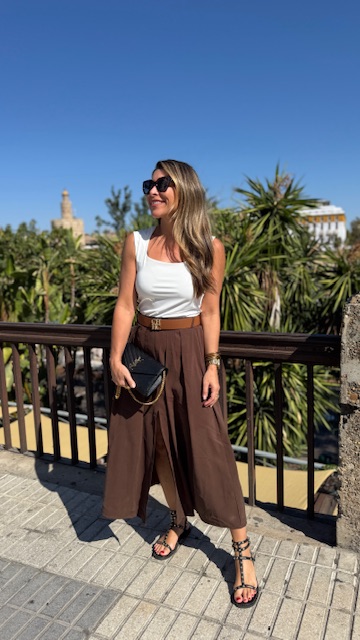 Falda Tablas Abertura Marrón - Imagen 6