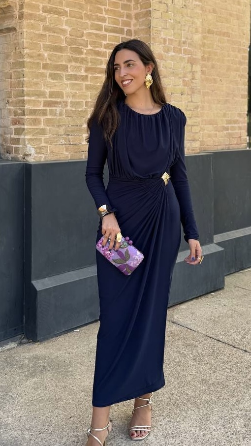 Vestido Invitada Anna Azul Marino - Imagen 5