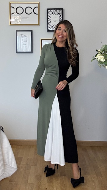 Vestido Tricolor Verde Caza - Imagen 3