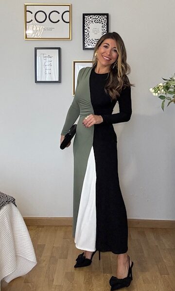 Vestido Tricolor Verde Caza