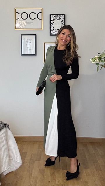 Vestido Tricolor Verde Caza