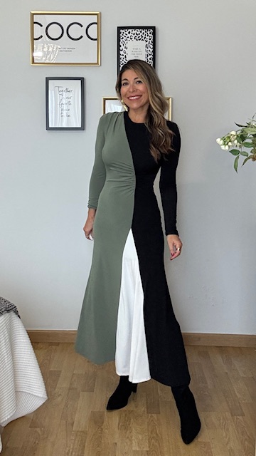 Vestido Tricolor Verde Caza - Imagen 9