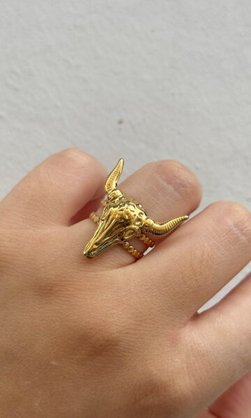 Anillo Búfalo Acero Dorado