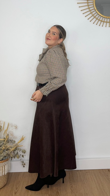 Falda Antelina Cinturón Marrón - Imagen 4