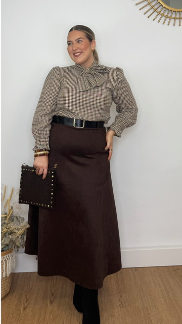 Falda Antelina Cinturón Marrón - Imagen 2