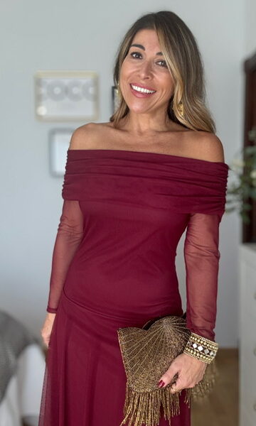 Vestido Tul Valeria Burdeos