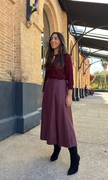 Falda Polipiel Burdeos Natalia